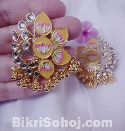 কুন্দন মিনাকারী পদ্ম দুল